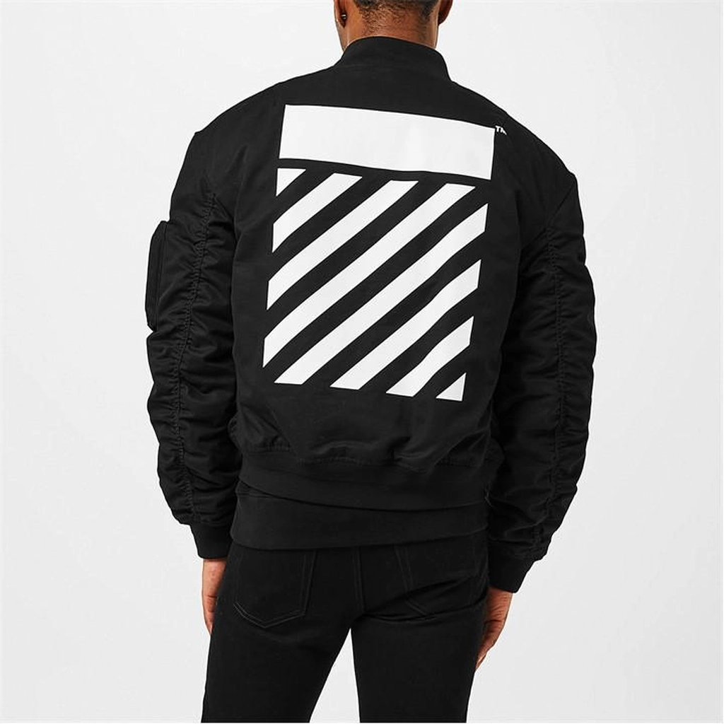 Off White Diagonal Tab Bomber Jacket - Black